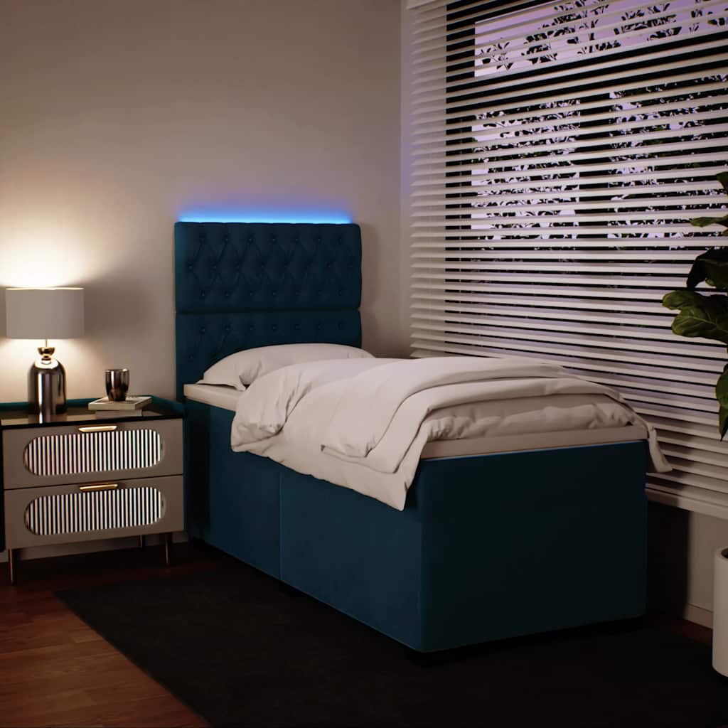 Boxspring met matras fluweel blauw 90x200 cm – afbeelding 5