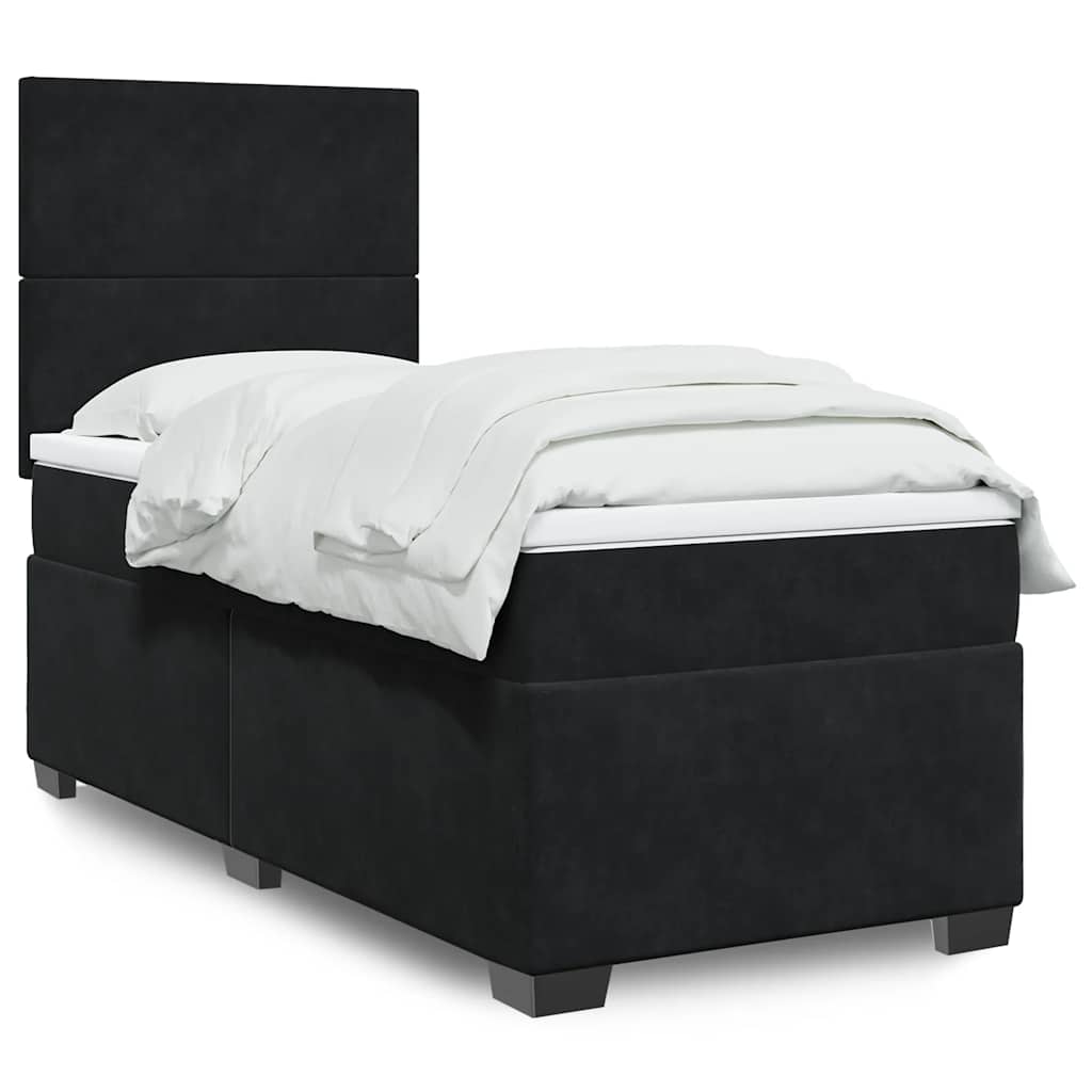 Boxspring met matras fluweel zwart 100x200 cm – afbeelding 1