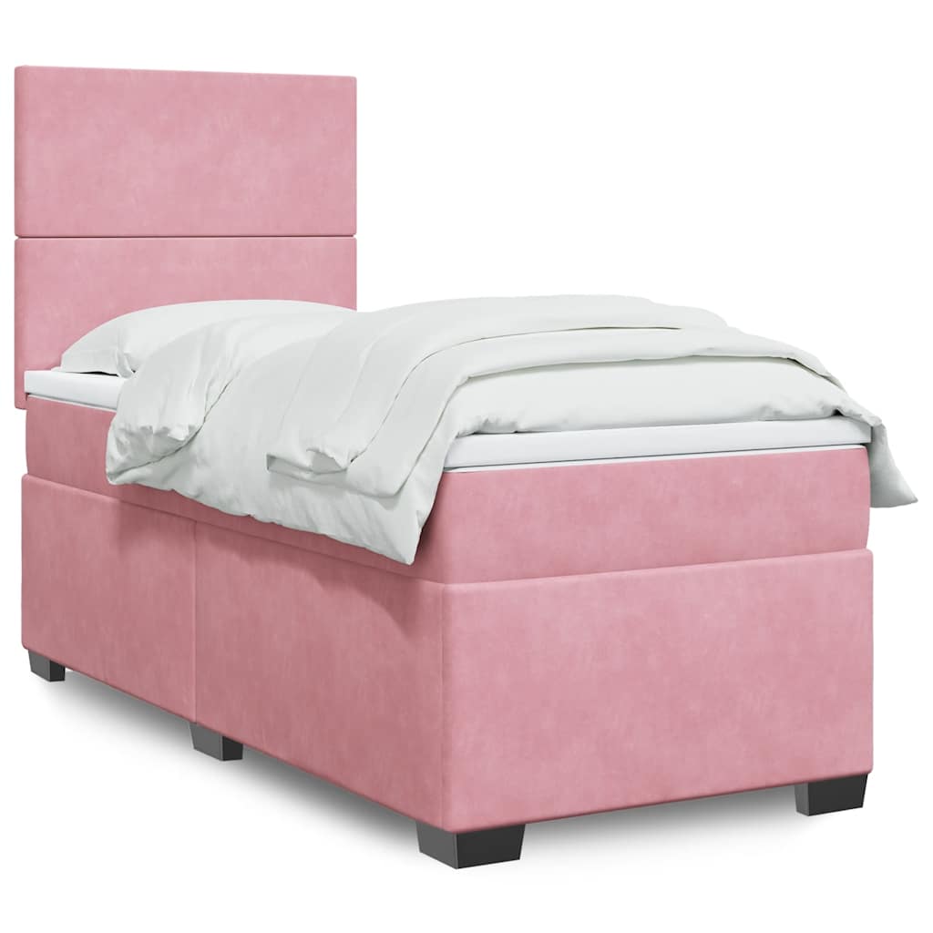Boxspring met matras fluweel roze 100x200 cm – afbeelding 1