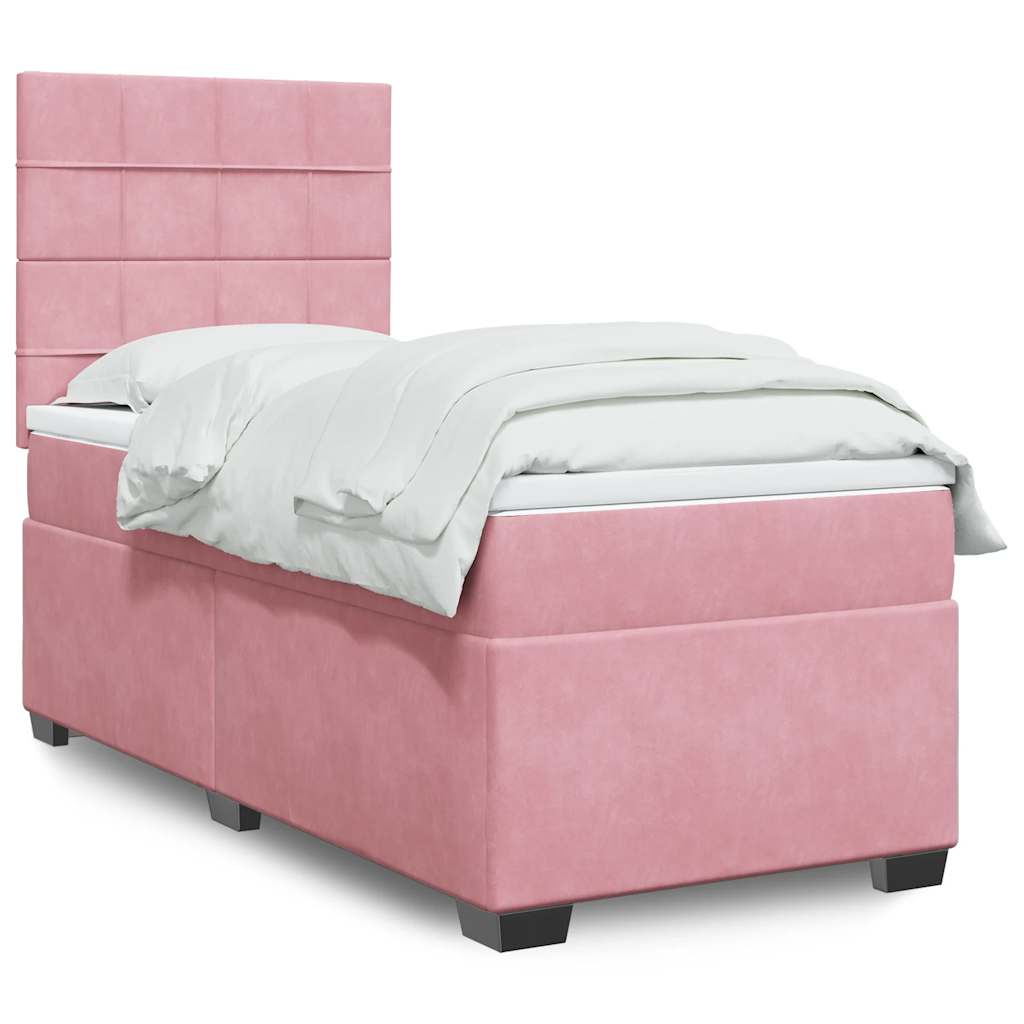 Boxspring met matras fluweel roze 100x200 cm – afbeelding 1