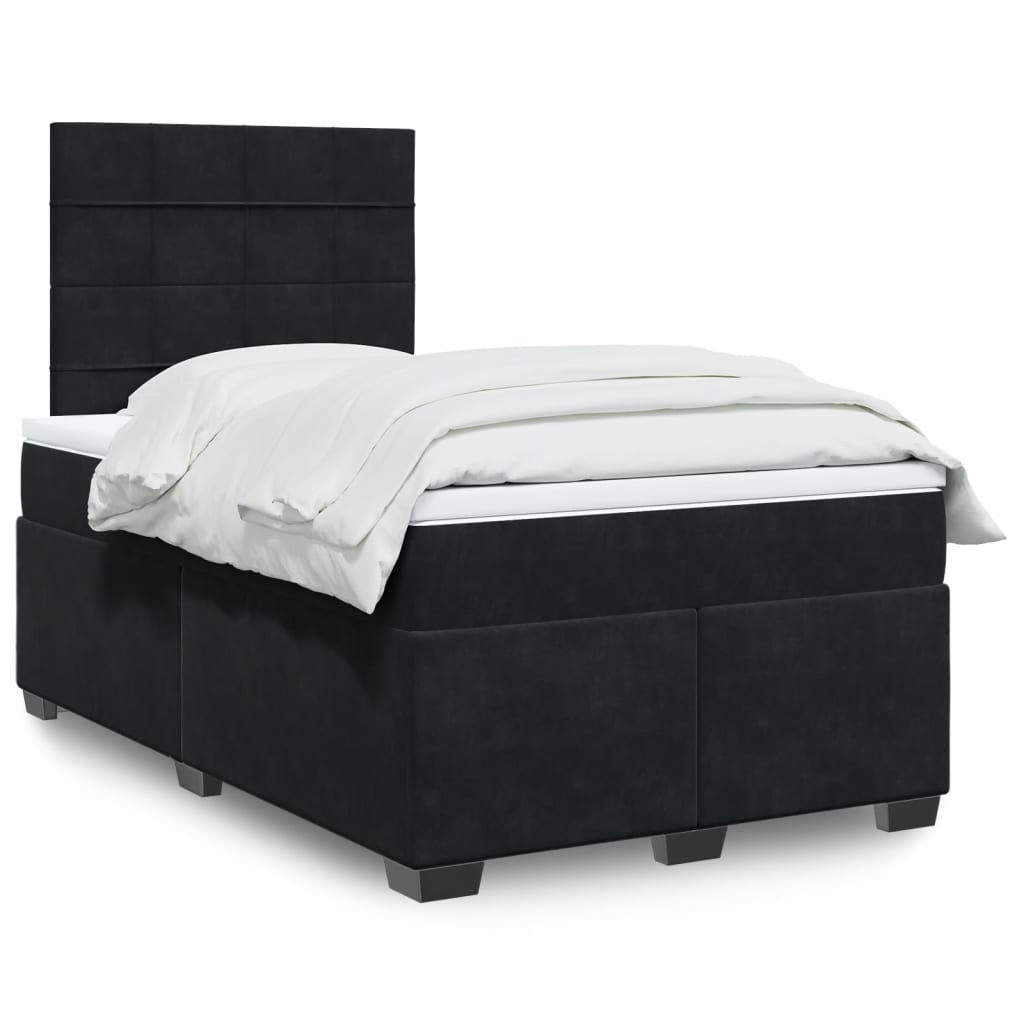 Boxspring met matras fluweel zwart 120x200 cm – afbeelding 1