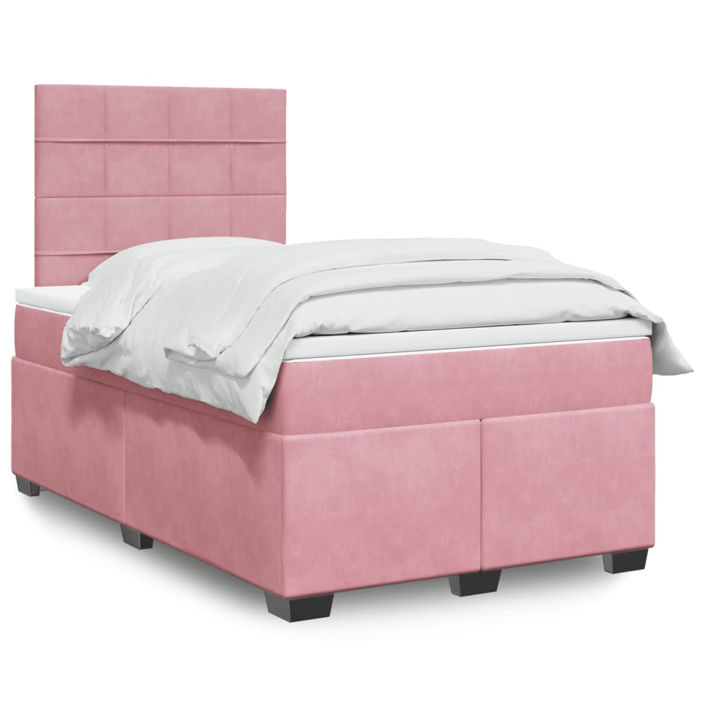 Boxspring met matras fluweel roze 120x200 cm – afbeelding 1