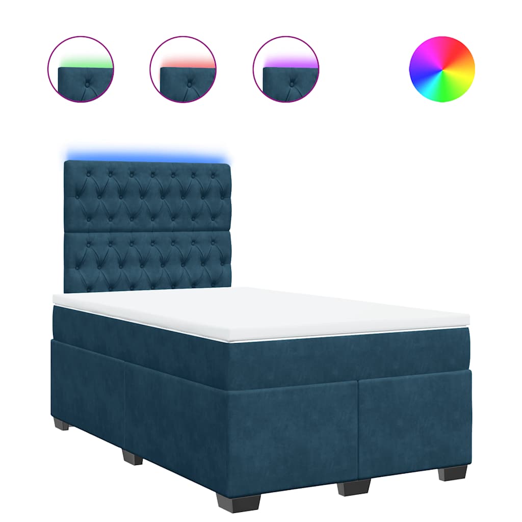 Boxspring met matras fluweel blauw 120x200 cm – afbeelding 2