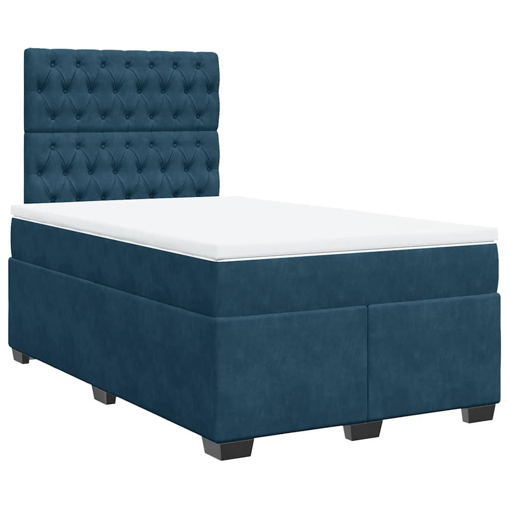Boxspring met matras fluweel blauw 120x200 cm – afbeelding 3