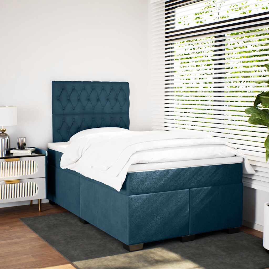 Boxspring met matras fluweel blauw 120x200 cm – afbeelding 4