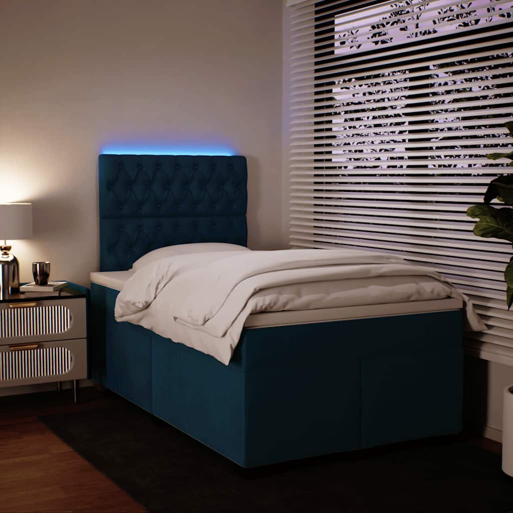 Boxspring met matras fluweel blauw 120x200 cm – afbeelding 5