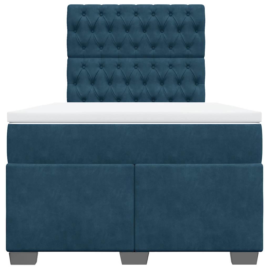 Boxspring met matras fluweel blauw 120x200 cm – afbeelding 6