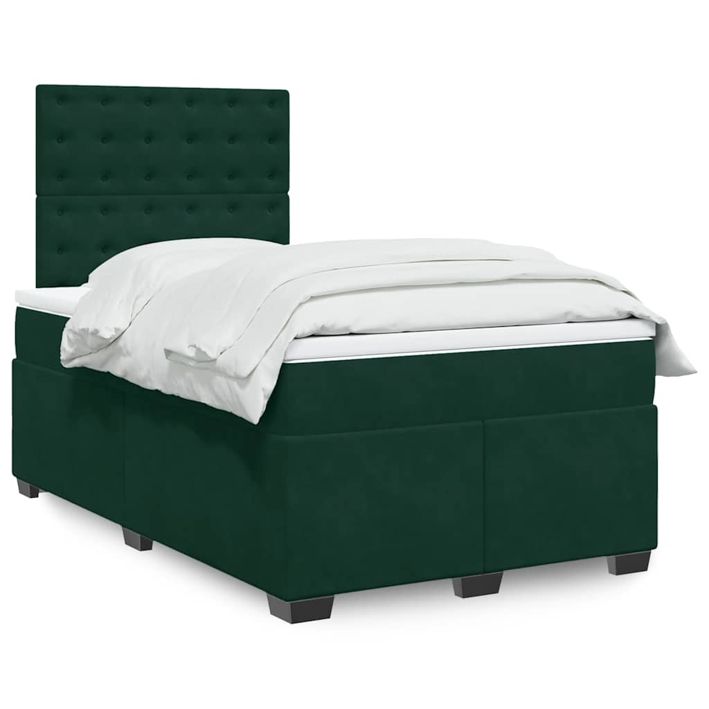 Boxspring met matras fluweel donkergroen 120x200 cm – afbeelding 1