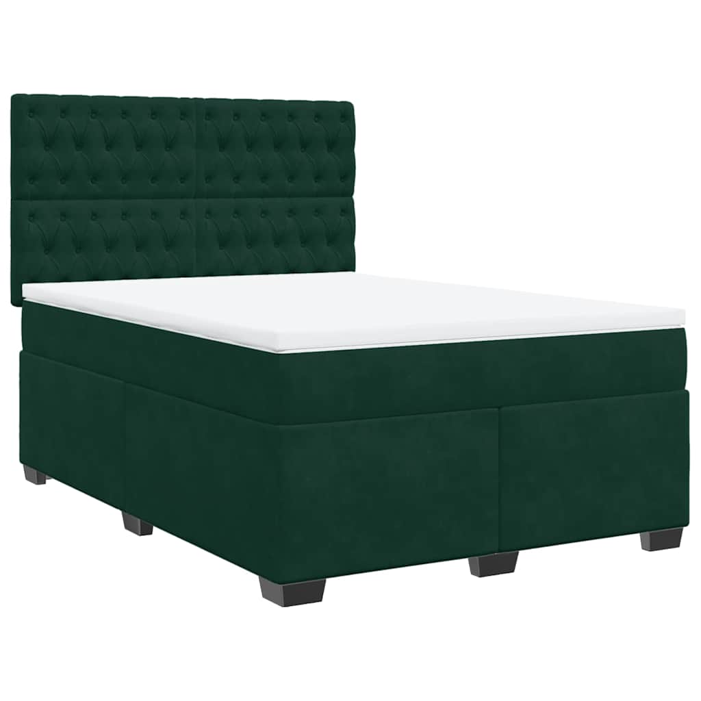 Boxspring met matras fluweel donkergroen 140x200 cm – afbeelding 3