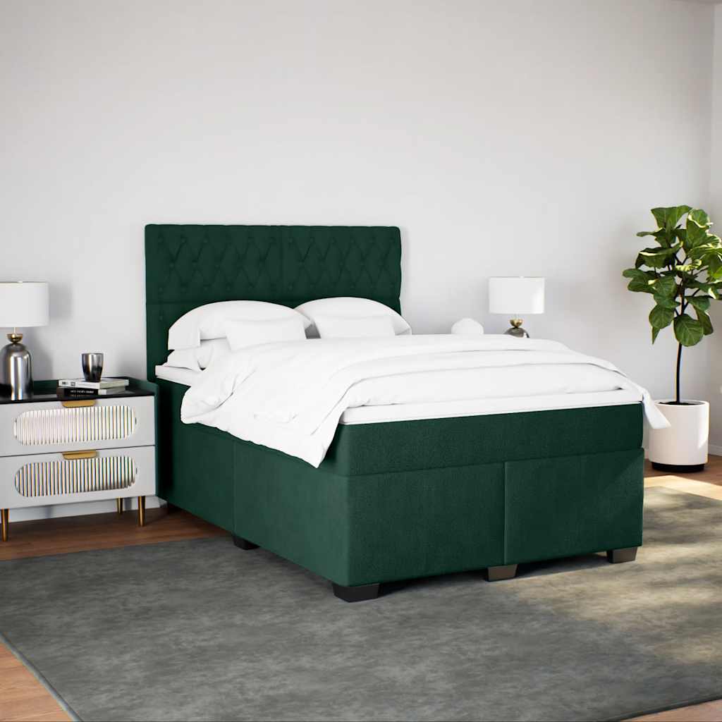 Boxspring met matras fluweel donkergroen 140x200 cm – afbeelding 5