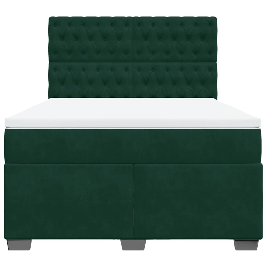 Boxspring met matras fluweel donkergroen 140x200 cm – afbeelding 6