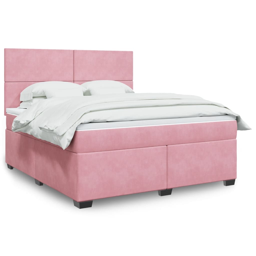 Boxspring met matras fluweel roze 180x200 cm – afbeelding 1