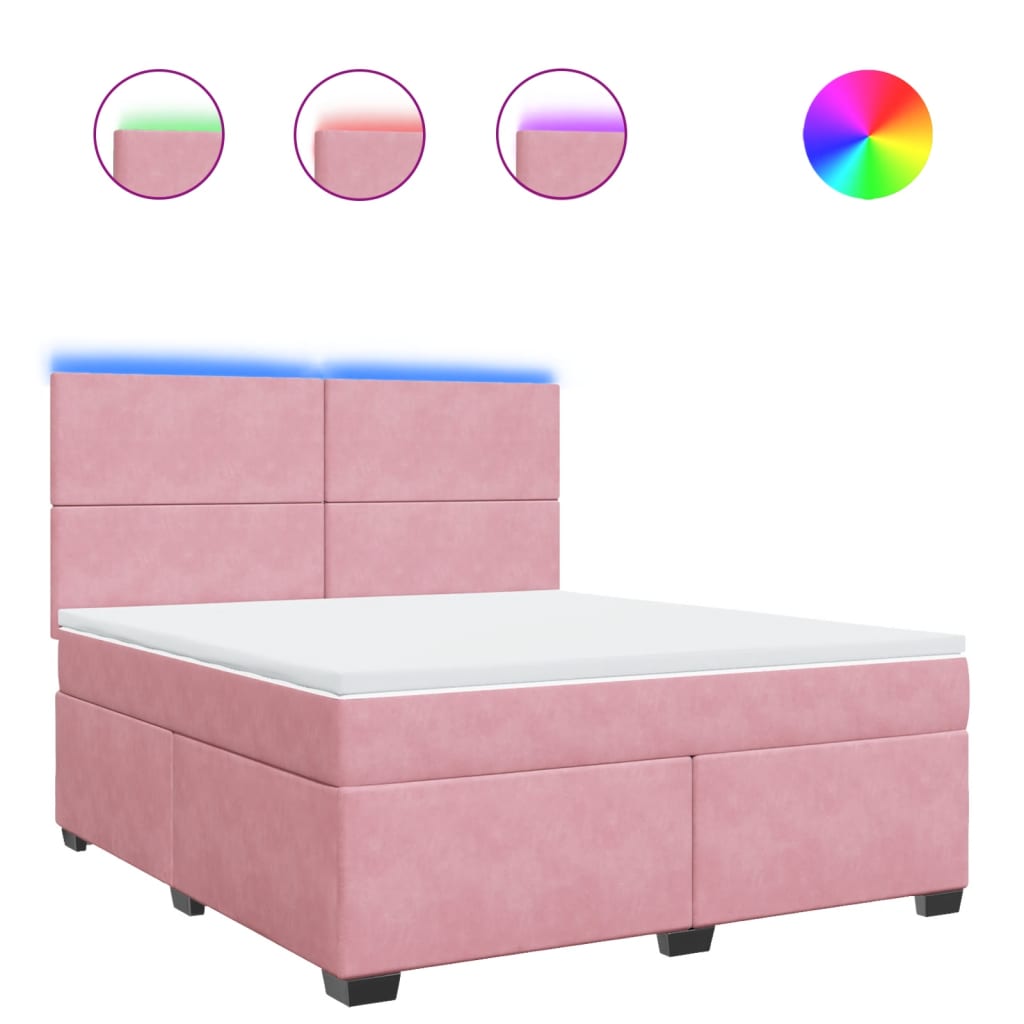 Boxspring met matras fluweel roze 180x200 cm – afbeelding 2