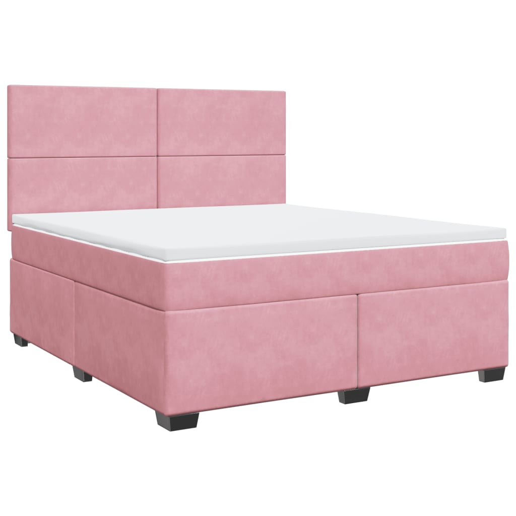 Boxspring met matras fluweel roze 180x200 cm – afbeelding 3