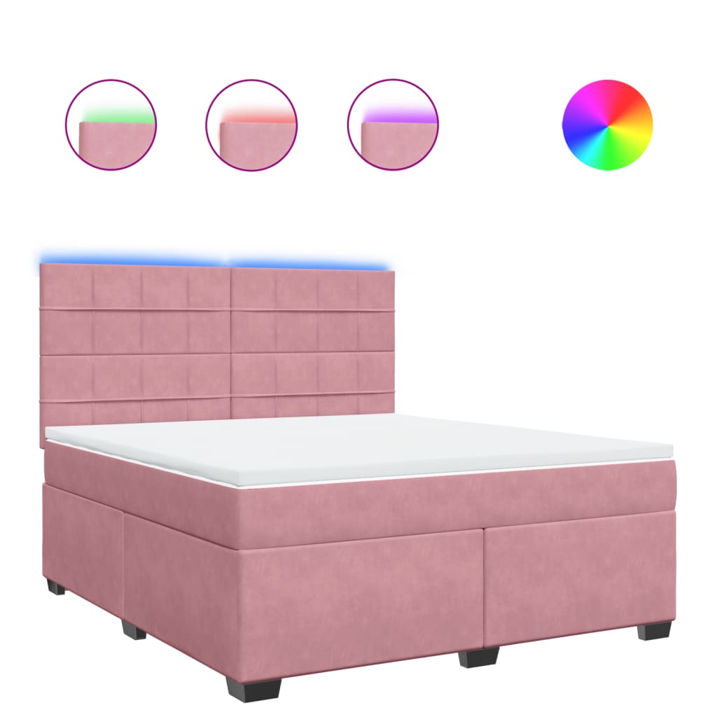 Boxspring met matras fluweel roze 180x200 cm – afbeelding 2