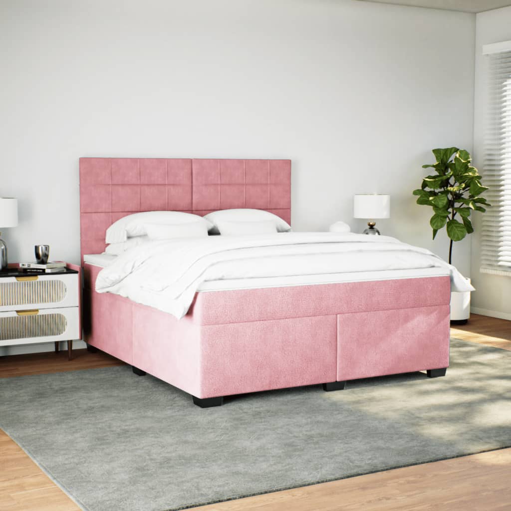 Boxspring met matras fluweel roze 180x200 cm – afbeelding 4