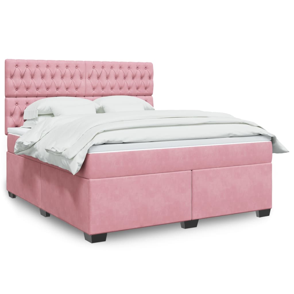Boxspring met matras fluweel roze 180x200 cm – afbeelding 1