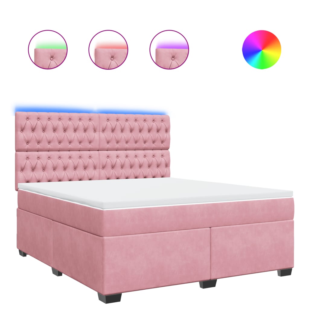 Boxspring met matras fluweel roze 180x200 cm – afbeelding 2