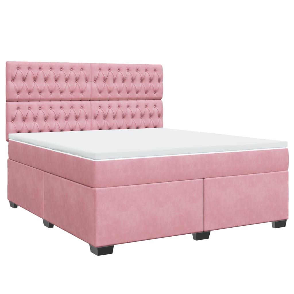 Boxspring met matras fluweel roze 180x200 cm – afbeelding 3