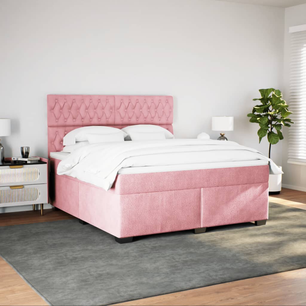 Boxspring met matras fluweel roze 180x200 cm – afbeelding 5