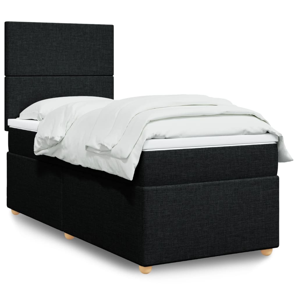 Boxspring met matras stof zwart 80x200 cm – afbeelding 1