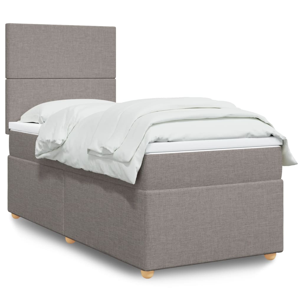 Boxspring met matras stof taupe 80x200 cm – afbeelding 1