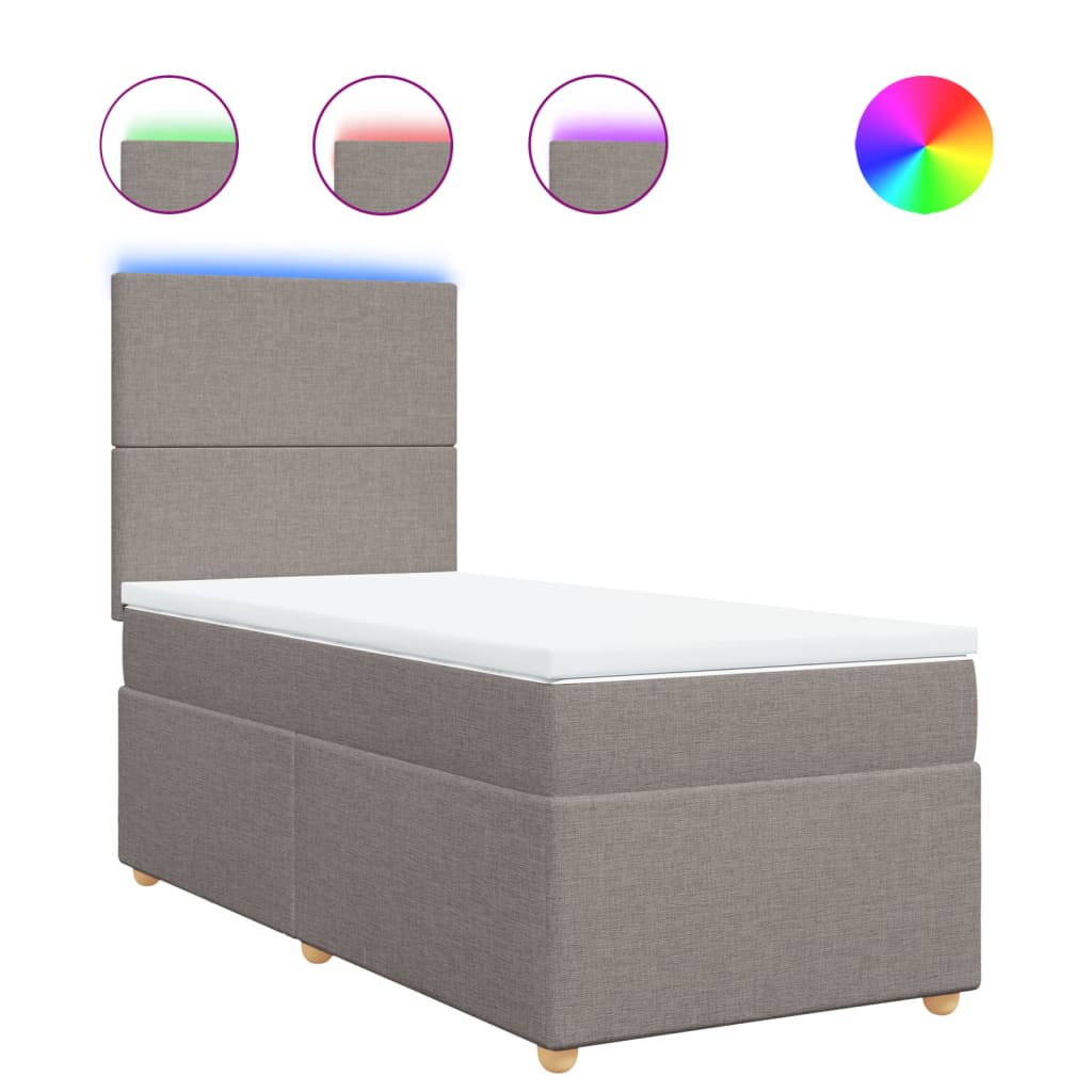 Boxspring met matras stof taupe 80x200 cm – afbeelding 2