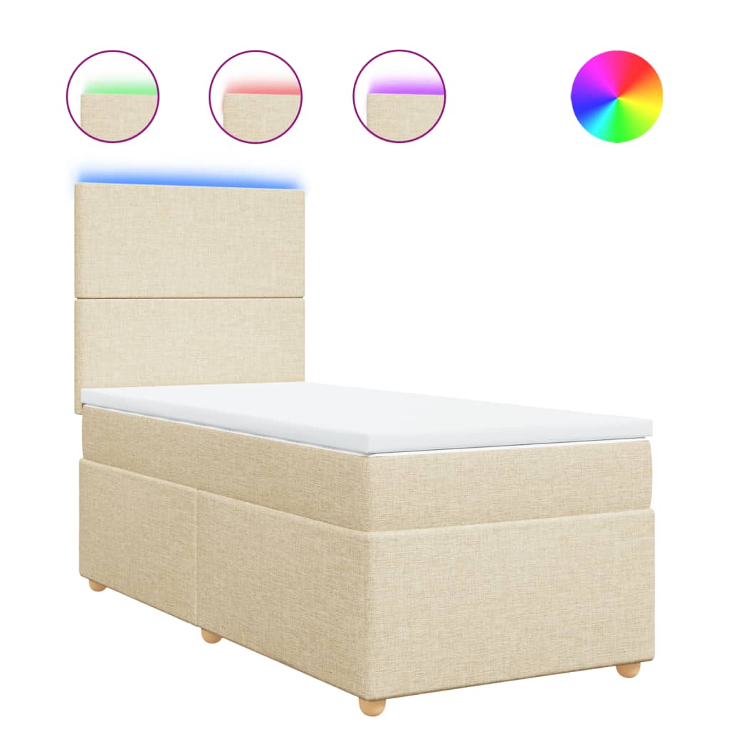 Boxspring met matras stof crèmekleurig 80x200 cm – afbeelding 2