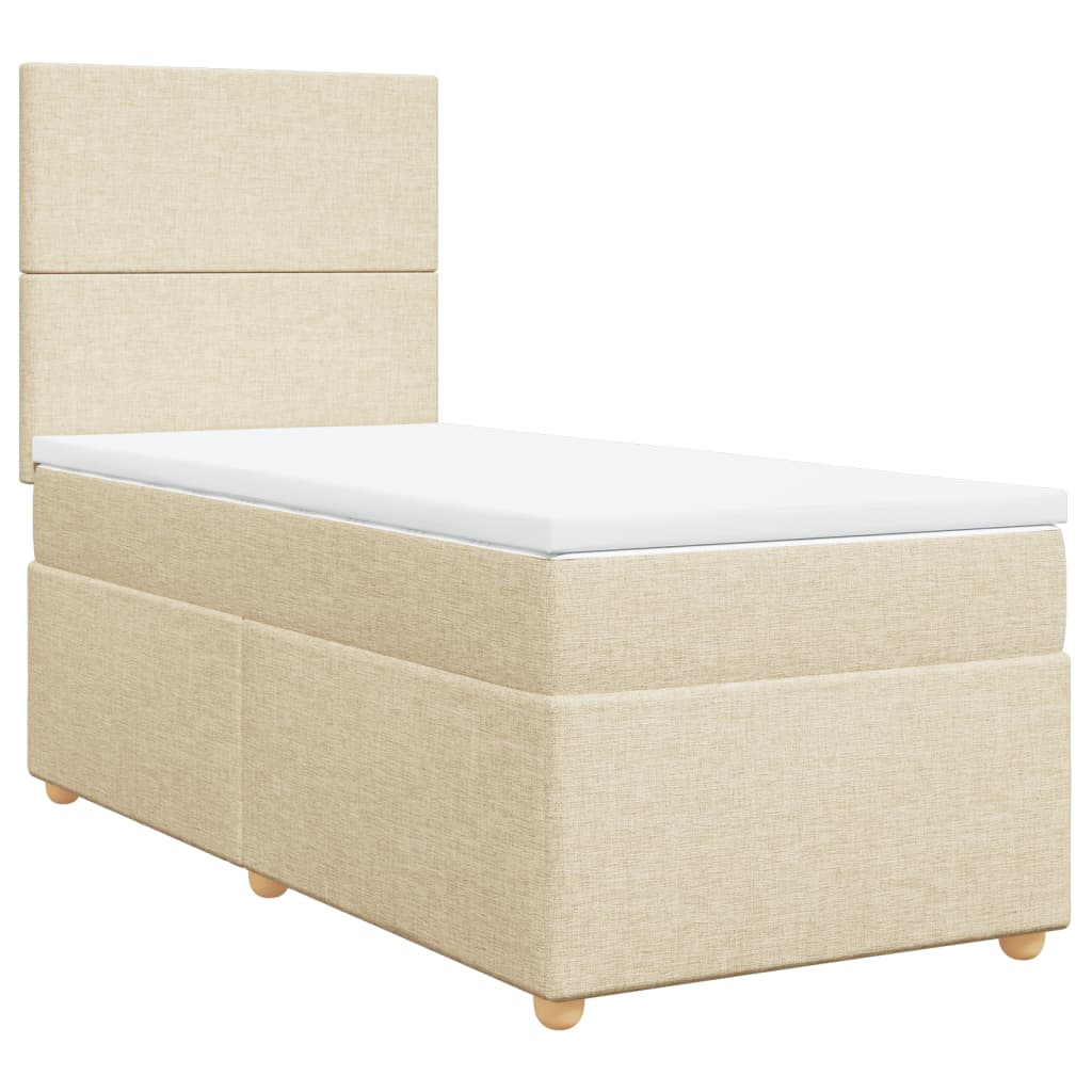 Boxspring met matras stof crèmekleurig 80x200 cm – afbeelding 3