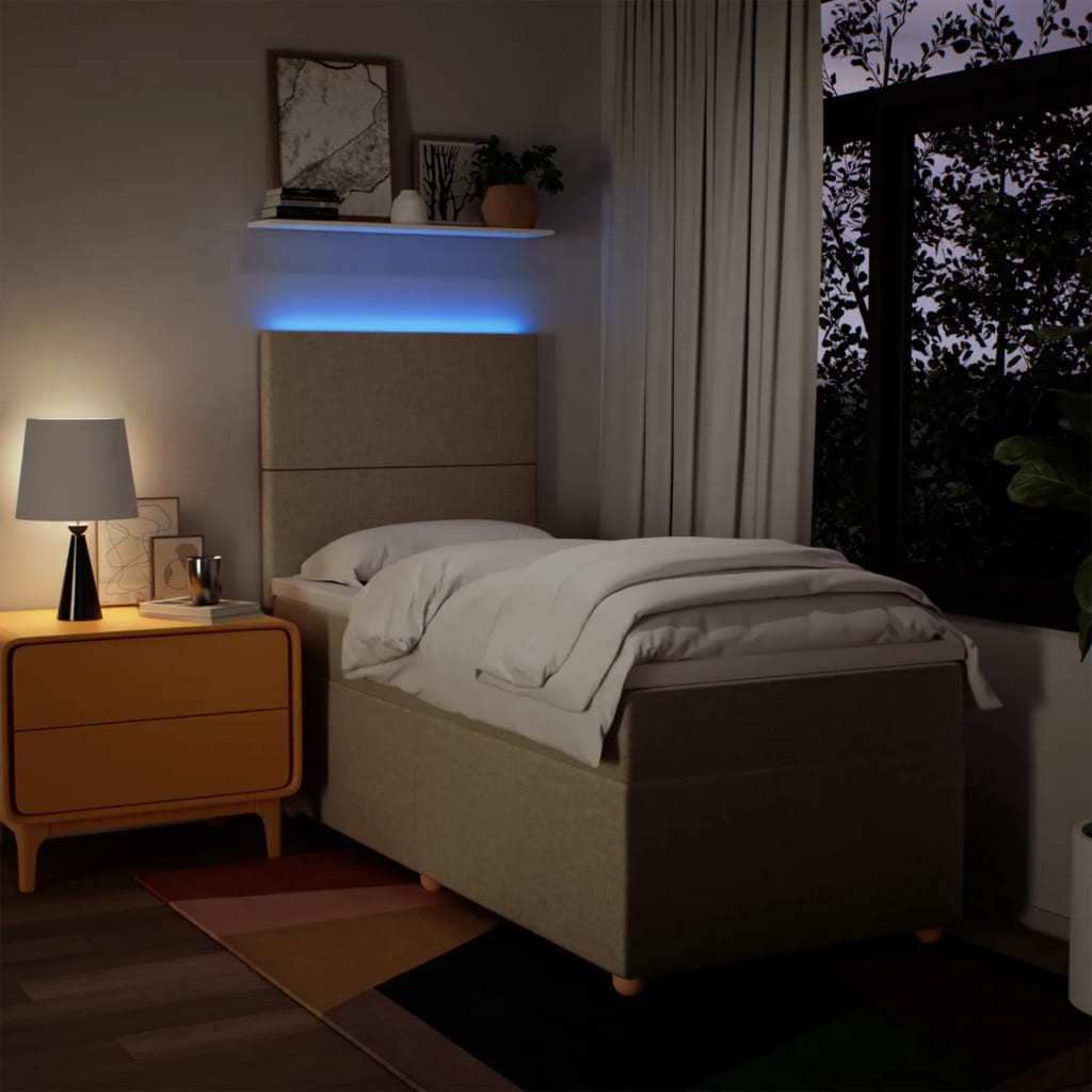 Boxspring met matras stof crèmekleurig 80x200 cm – afbeelding 4