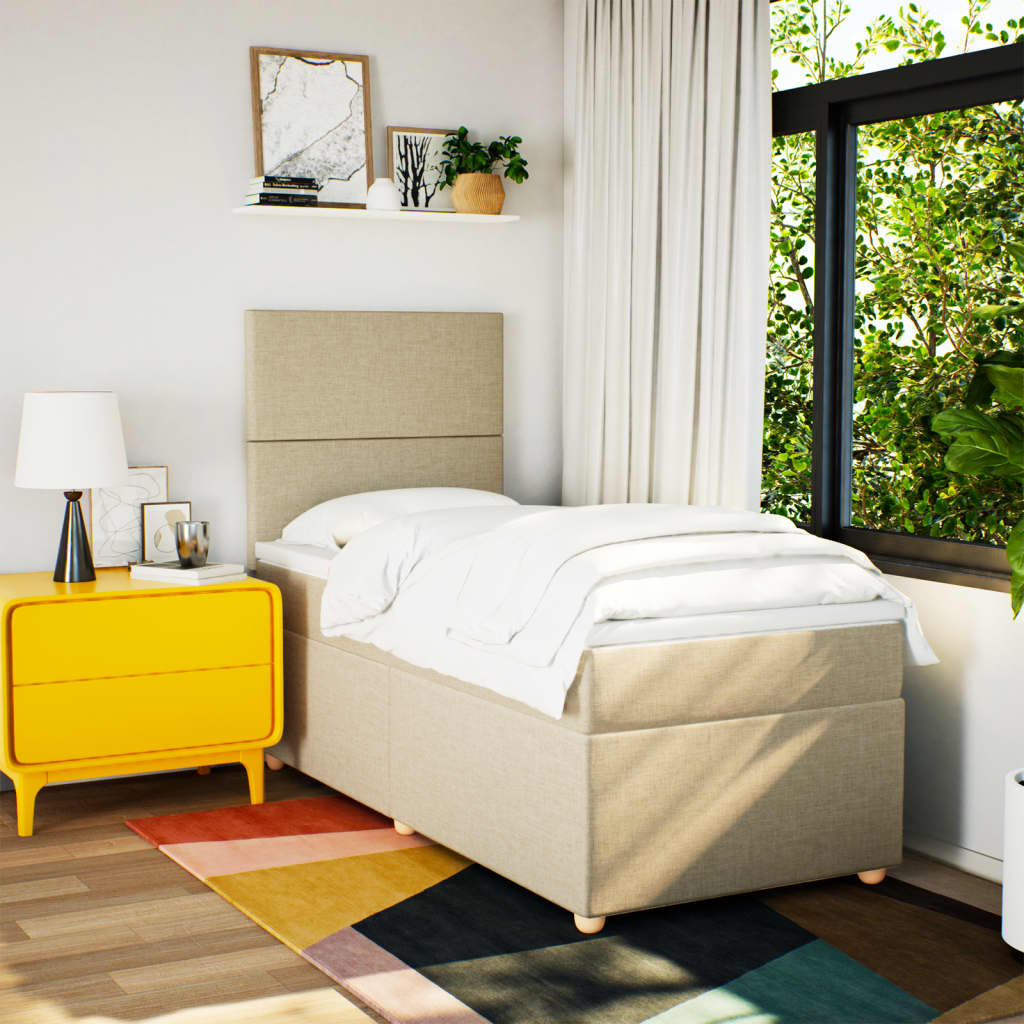 Boxspring met matras stof crèmekleurig 80x200 cm – afbeelding 5
