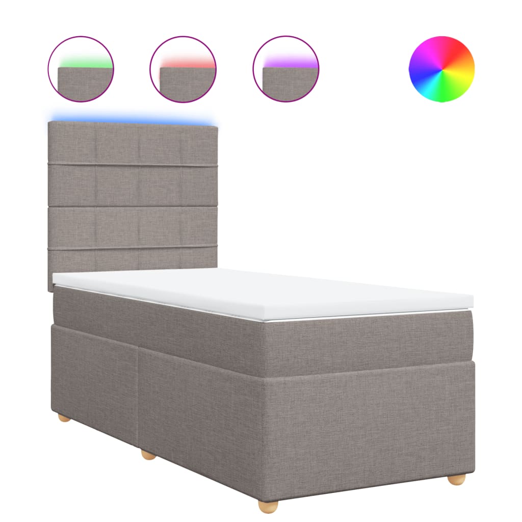 Boxspring met matras stof taupe 80x200 cm – afbeelding 2