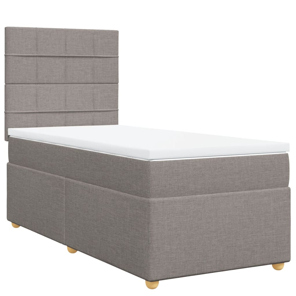 Boxspring met matras stof taupe 80x200 cm – afbeelding 3
