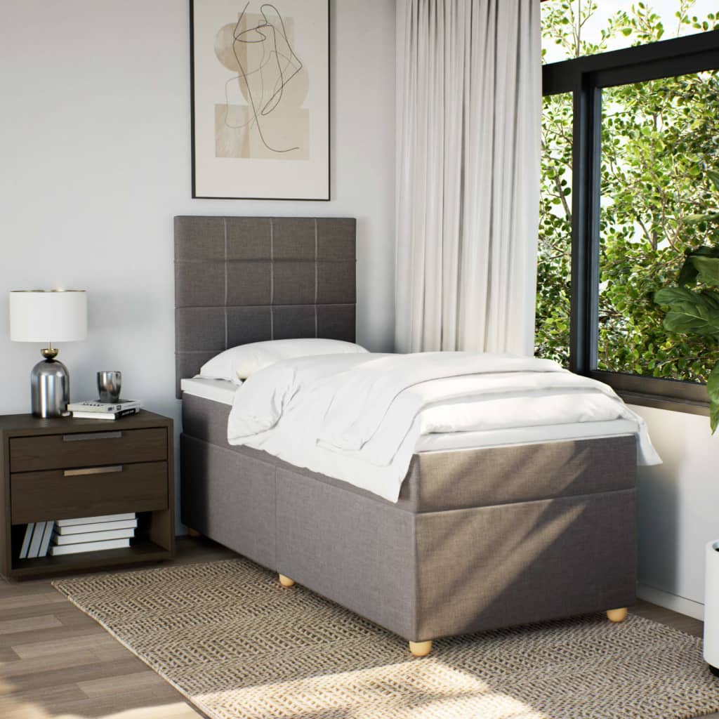 Boxspring met matras stof taupe 80x200 cm – afbeelding 5
