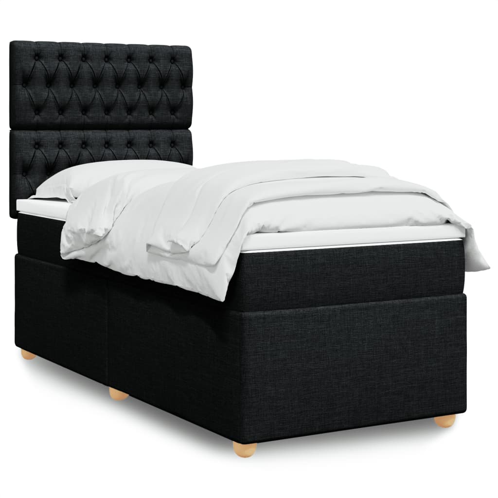 Boxspring met matras stof zwart 80x200 cm – afbeelding 1