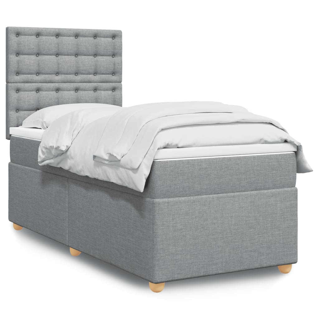 Boxspring met matras stof lichtgrijs 80x200 cm – afbeelding 1