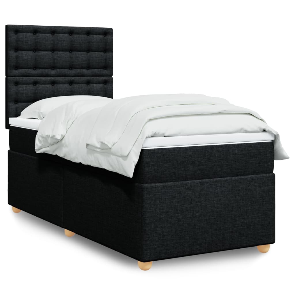 Boxspring met matras stof zwart 80x200 cm – afbeelding 1