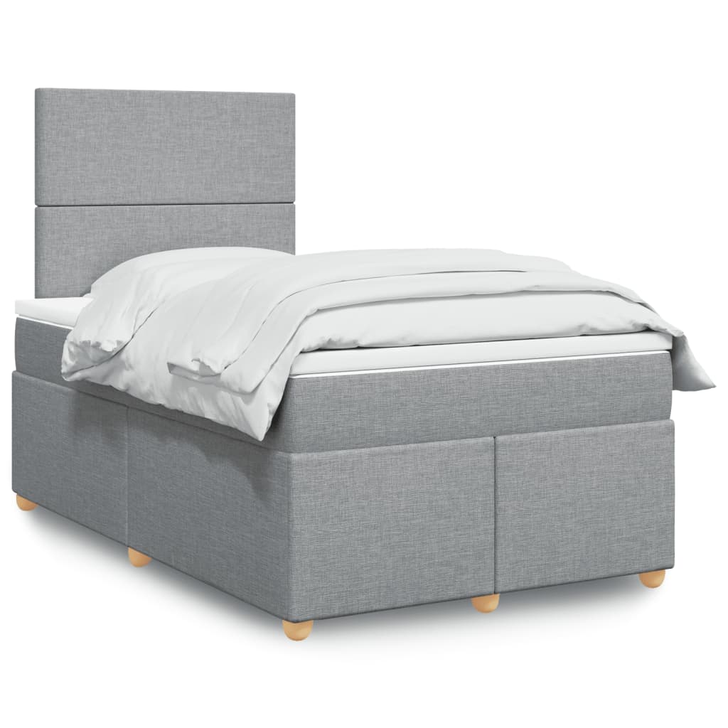 Boxspring met matras stof lichtgrijs 120x190 cm – afbeelding 1