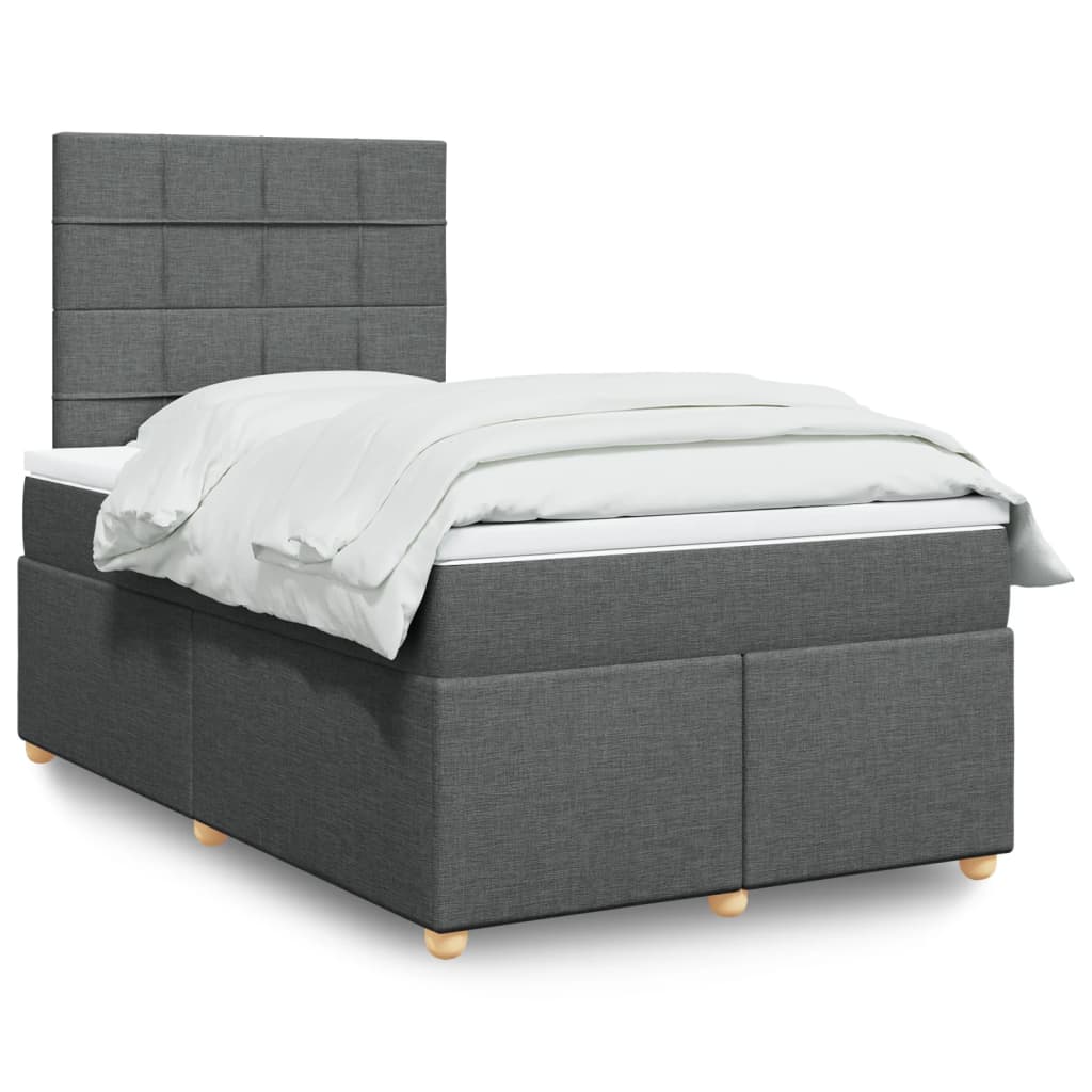 Boxspring met matras stof donkergrijs 120x190 cm – afbeelding 1