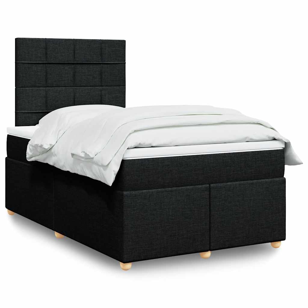 Boxspring met matras stof zwart 120x190 cm – afbeelding 1