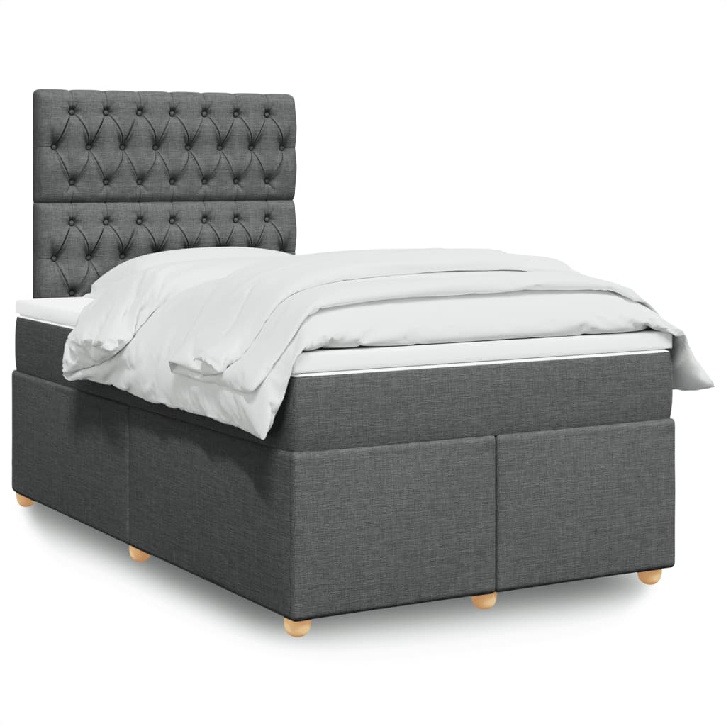 Boxspring met matras stof donkergrijs 120x190 cm – afbeelding 1