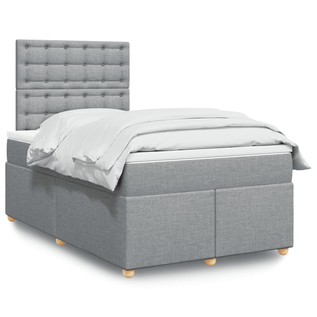 Boxspring met matras stof lichtgrijs 120x190 cm – afbeelding 1