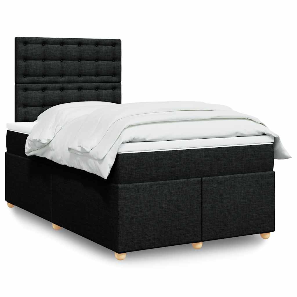 Boxspring met matras stof zwart 120x190 cm – afbeelding 1