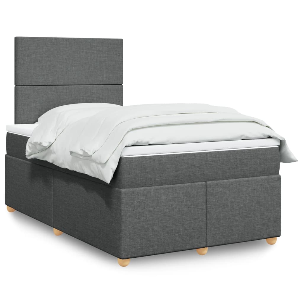 Boxspring met matras stof donkergrijs 120x200 cm – afbeelding 1
