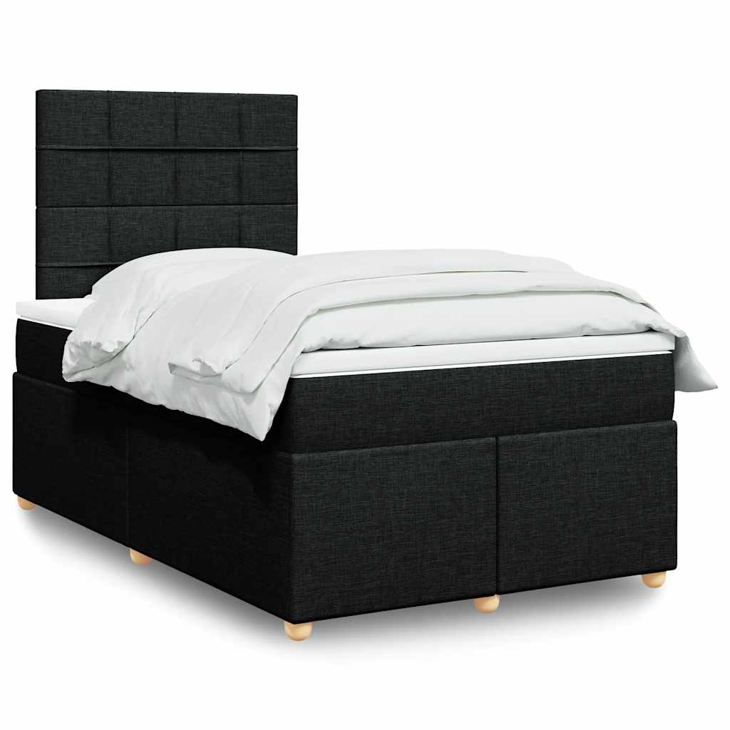 Boxspring met matras stof zwart 120x200 cm – afbeelding 1