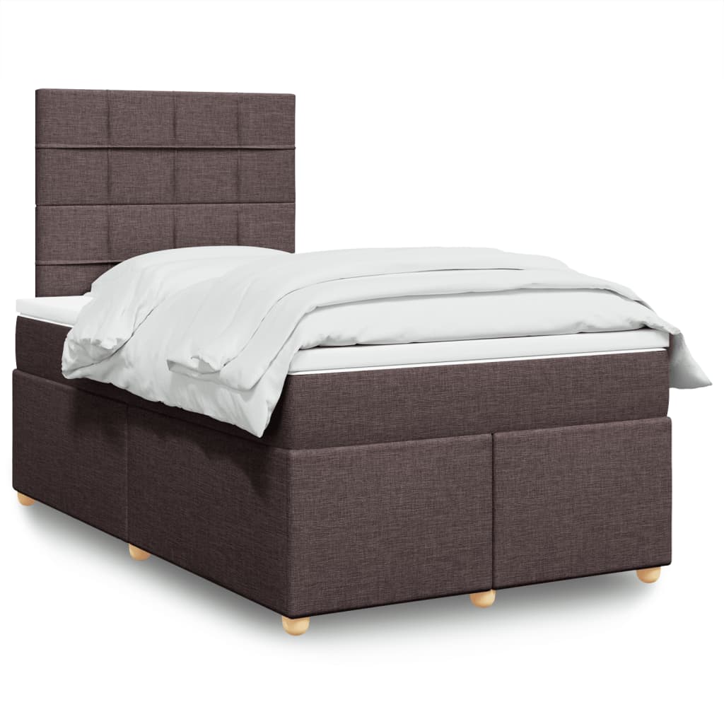 Boxspring met matras stof donkerbruin 120x200 cm – afbeelding 1