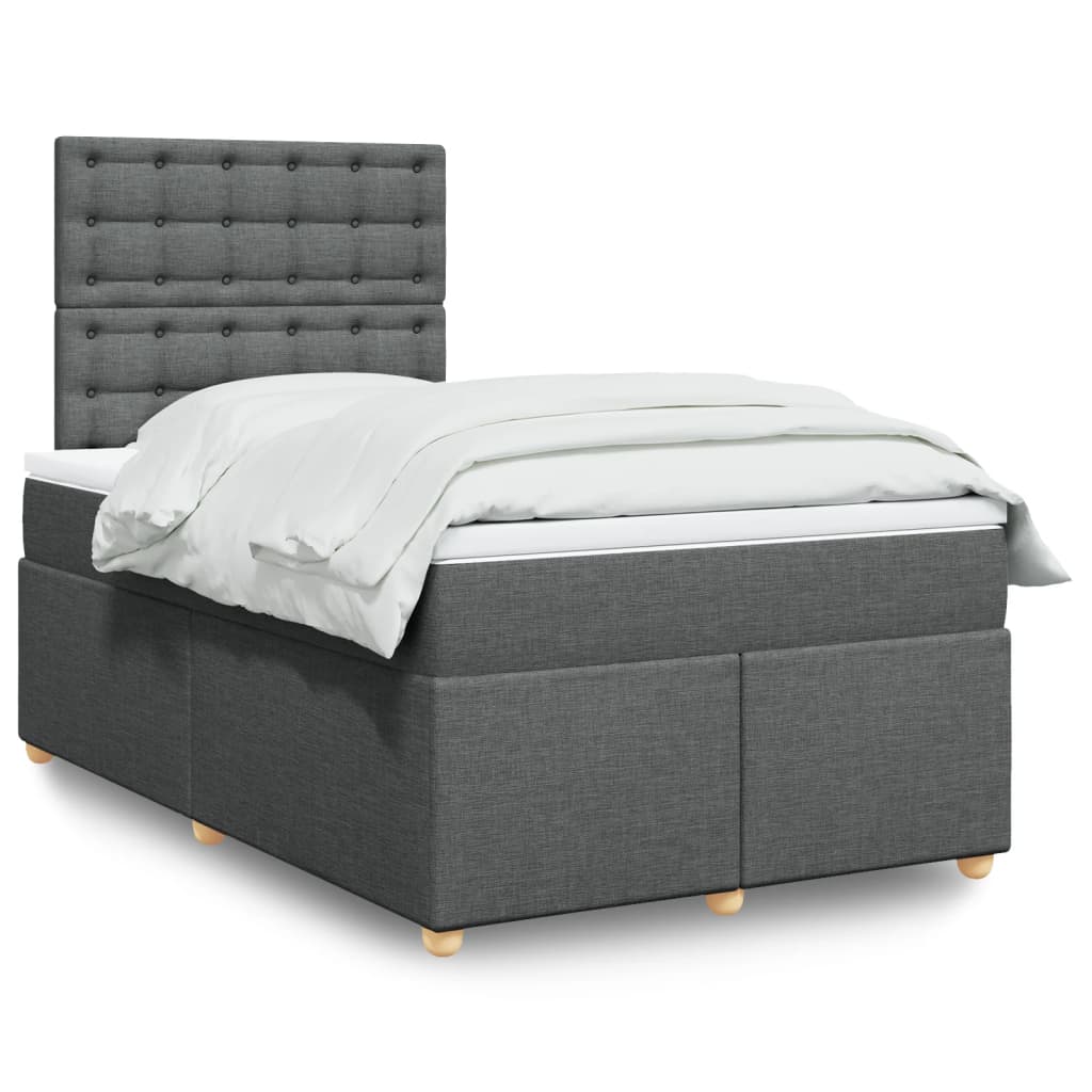 Boxspring met matras stof donkergrijs 120x200 cm – afbeelding 1
