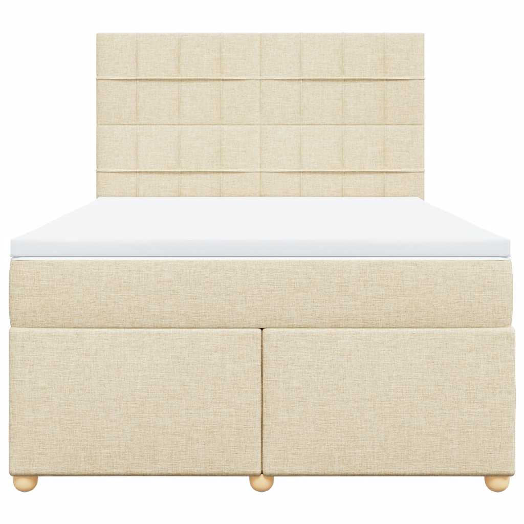 Boxspring met matras stof crèmekleurig 140x190 cm – afbeelding 6