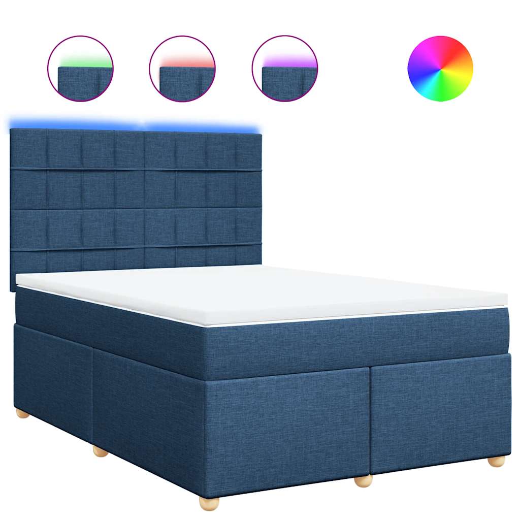 Boxspring met matras stof blauw 140x190 cm – afbeelding 2