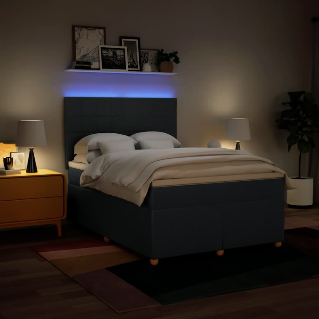 Boxspring met matras stof blauw 140x190 cm – afbeelding 4